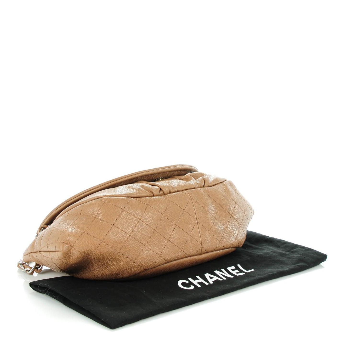 Caviar Large Half Moon Flap Dark Beige
