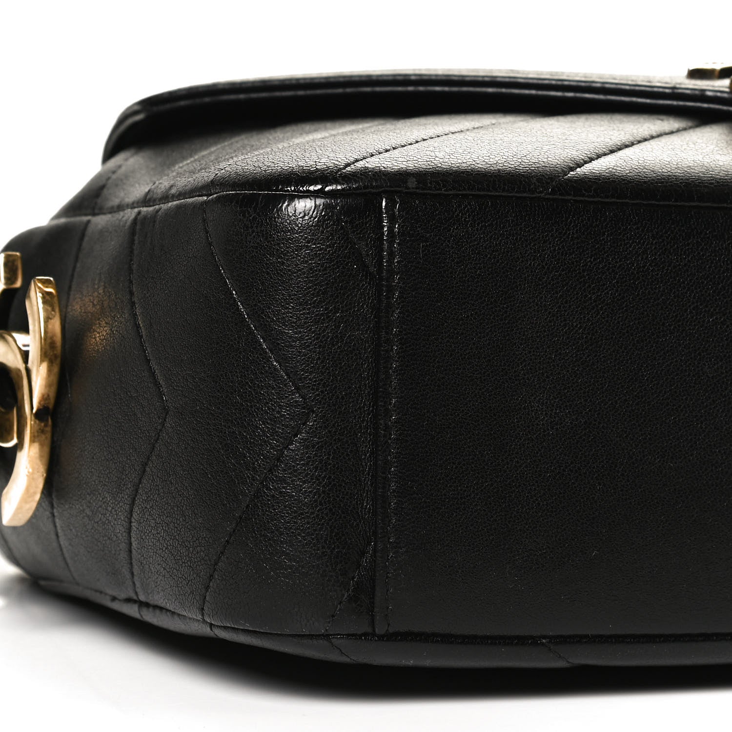 Chanel Lambskin Chevron Quilted Coco Envelope Flap Camera Case Black 9 of 10