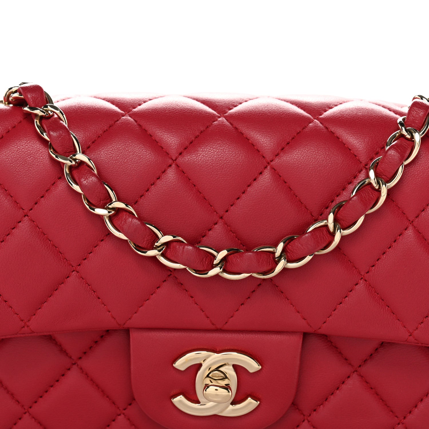 Chanel Lambskin Quilted Mini Rectangular Flap Dark Pink 8 of 11