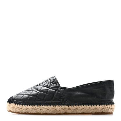 Chanel Lambskin Quilted CC Espadrilles 38 Black 1 of 10