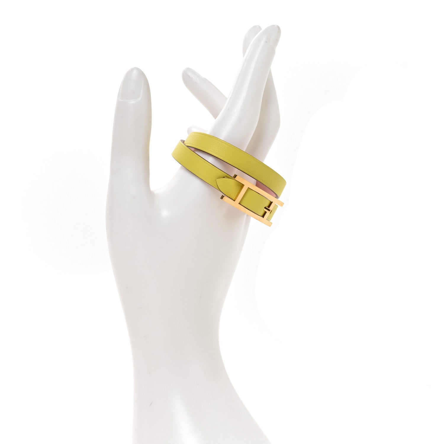 Hermes Swift Behapi Double Tour Bracelet T2 Lime Rose Sakura 2 of 5