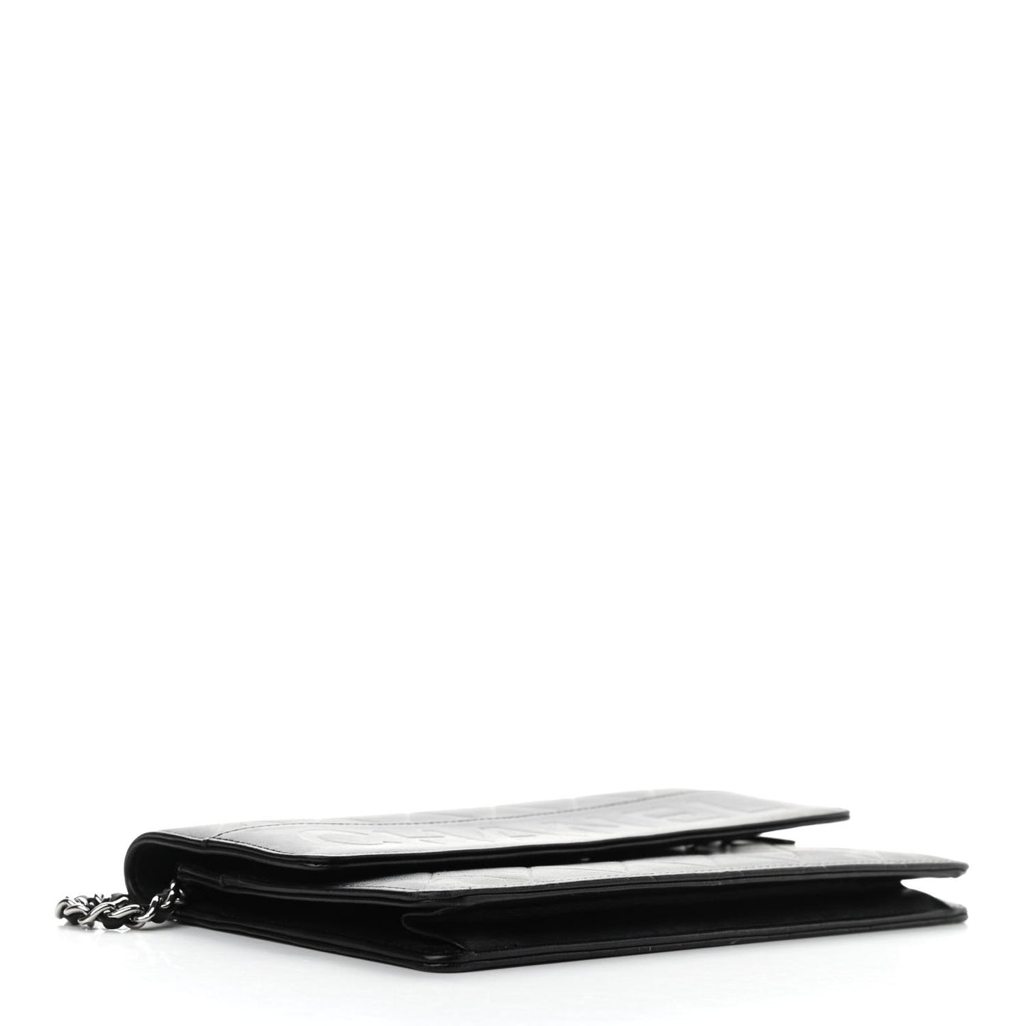 Lambskin Embossed Lax Wallet On Chain WOC Black