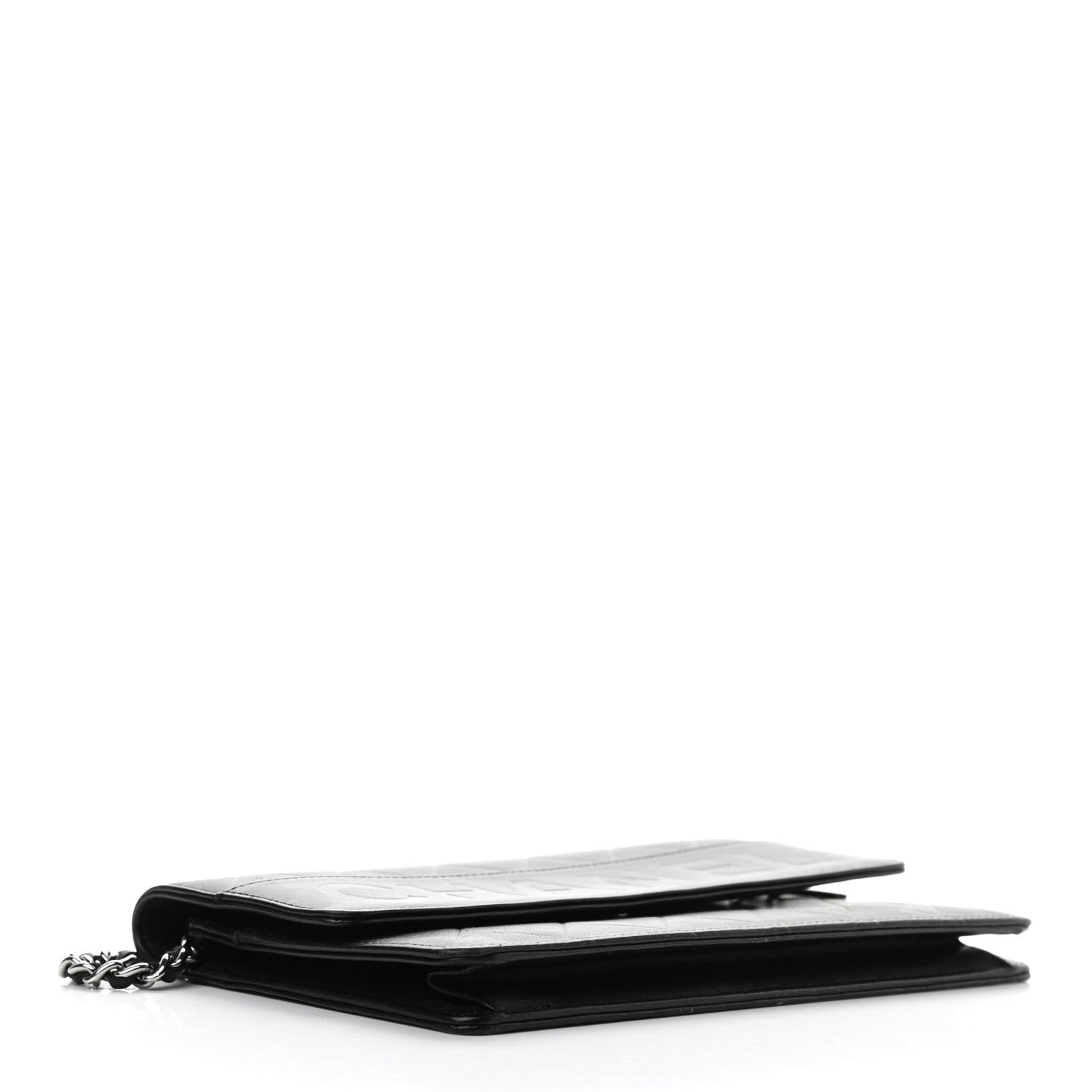 Chanel Lambskin Embossed Lax Wallet On Chain WOC Black 4 of 11