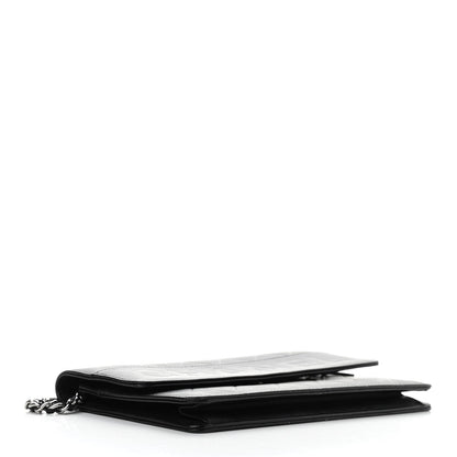 Chanel Lambskin Embossed Lax Wallet On Chain WOC Black 4 of 11