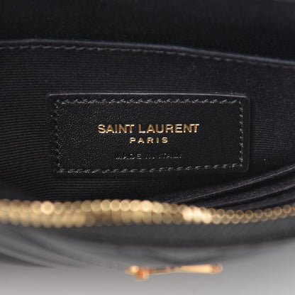 Saint Laurent Calfskin Matelasse Chevron Monogram A5 Wristlet Black 6 of 10