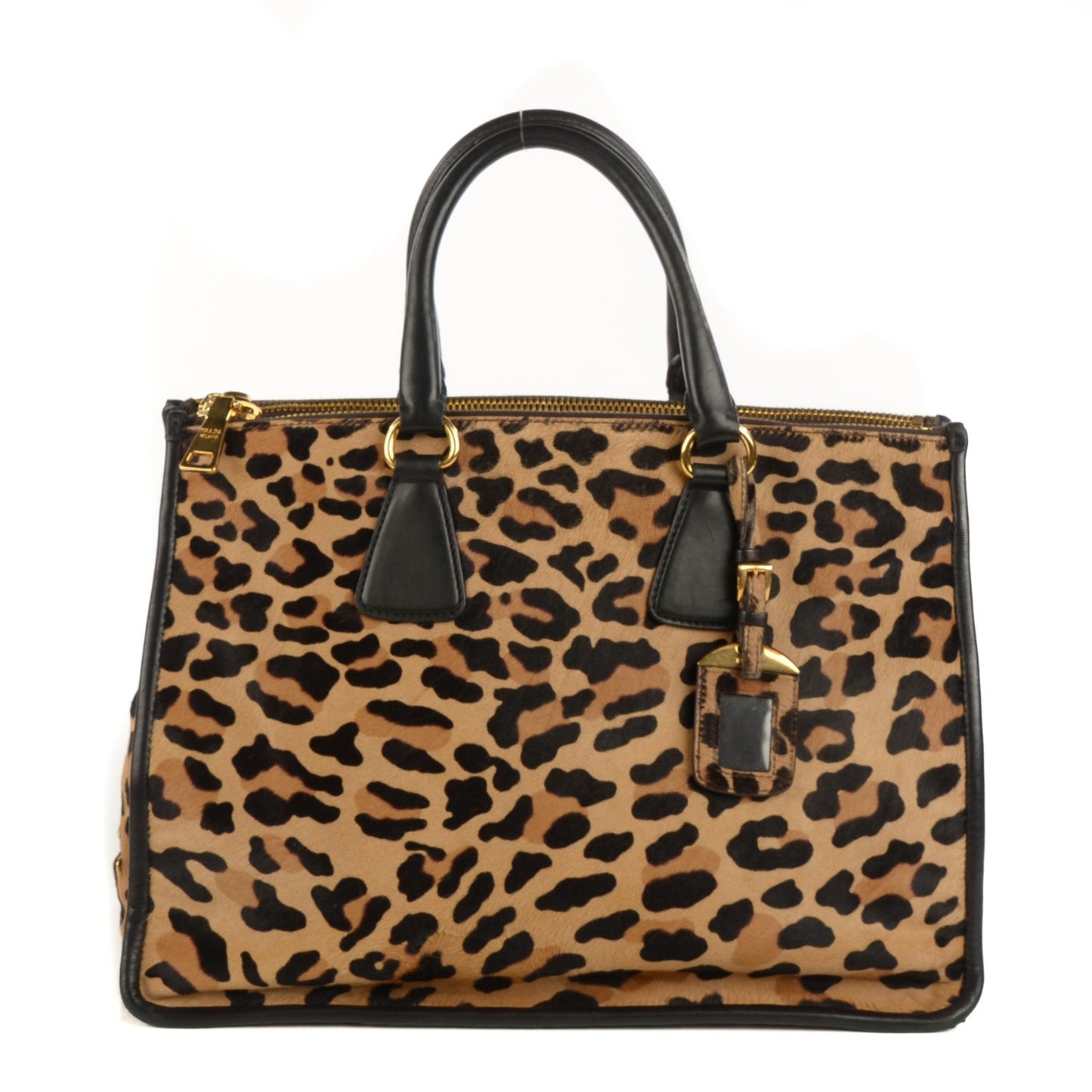 Calf Hair Leopard Cavallino Double Zip Tote