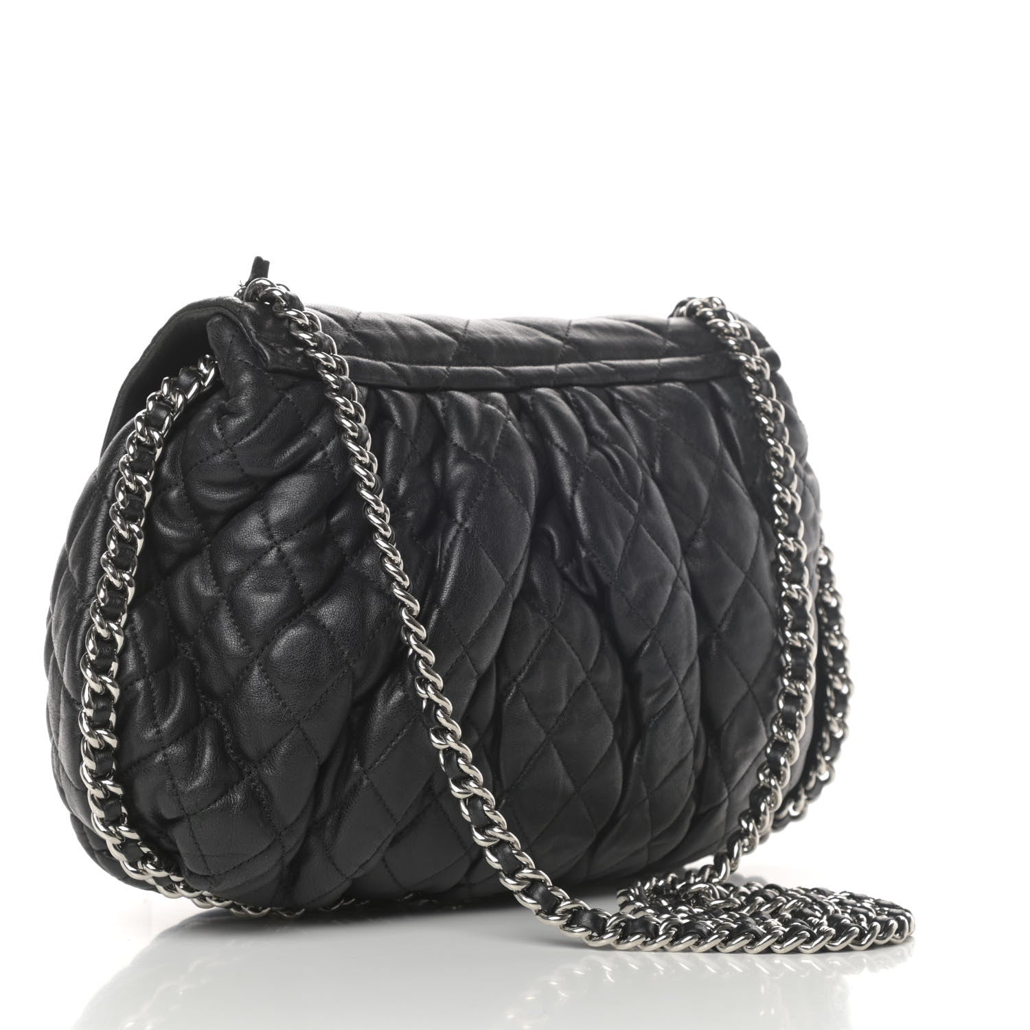 Chanel Washed Lambskin Quilted Large Chain Around Flap Black 4 of 13