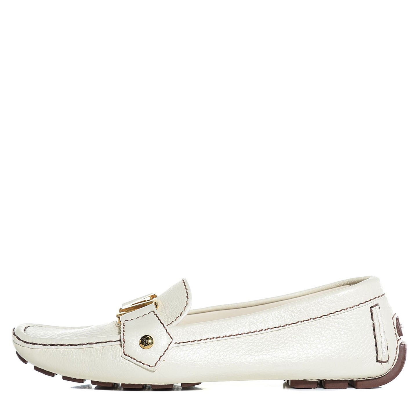 Grained Calfskin Oxford Loafers 36.5 6.5 White
