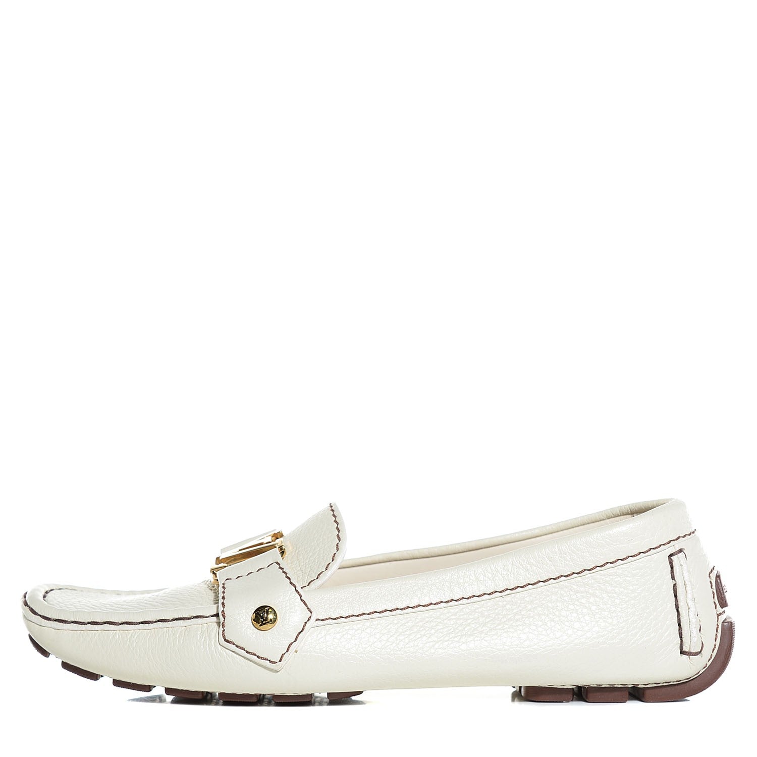 Louis Vuitton Grained Calfskin Oxford Loafers 36.5 6.5 White 1 of 8