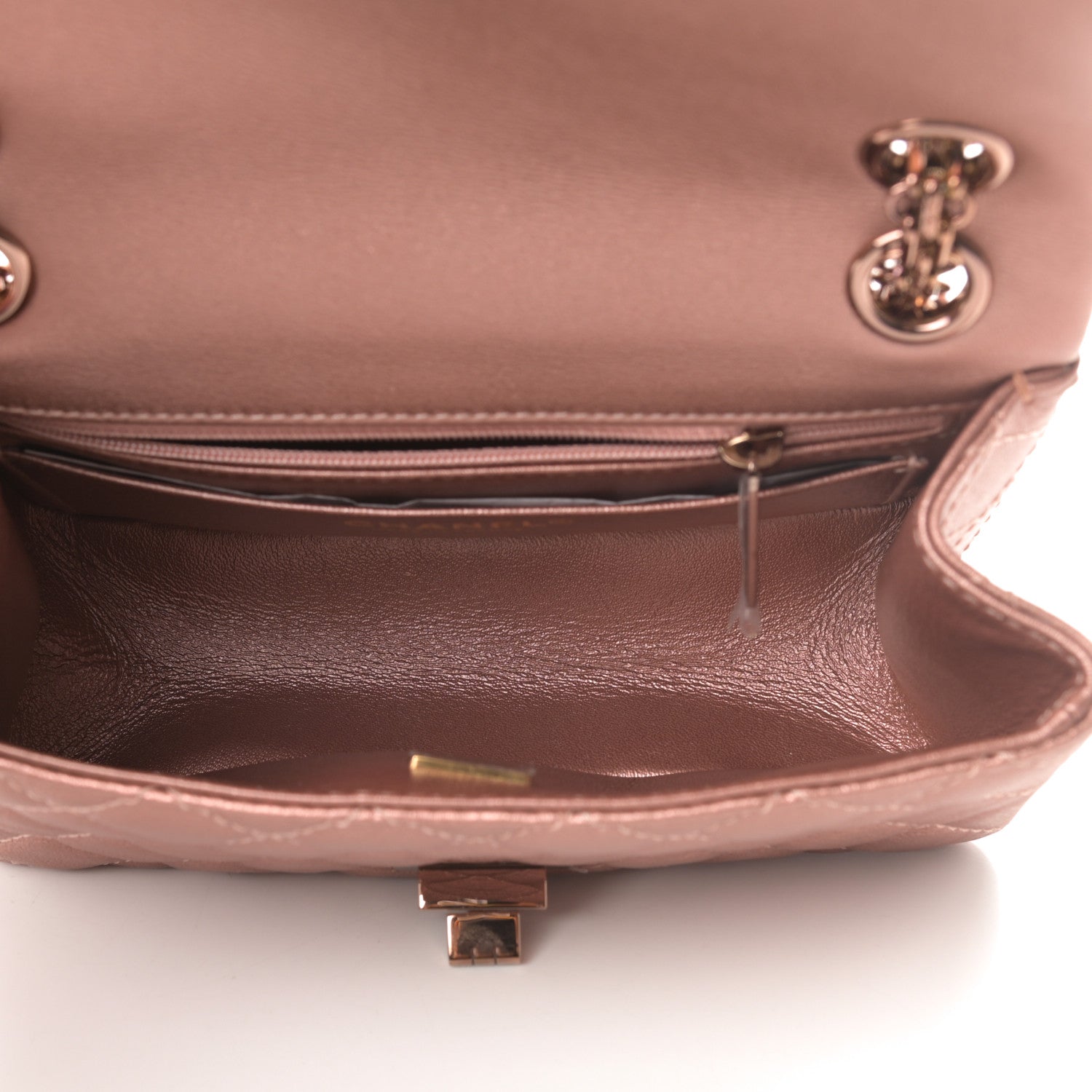 Chanel Metallic Grained Calfskin Quilted 2.55 Reissue Mini Flap Copper Pink 5 of 12