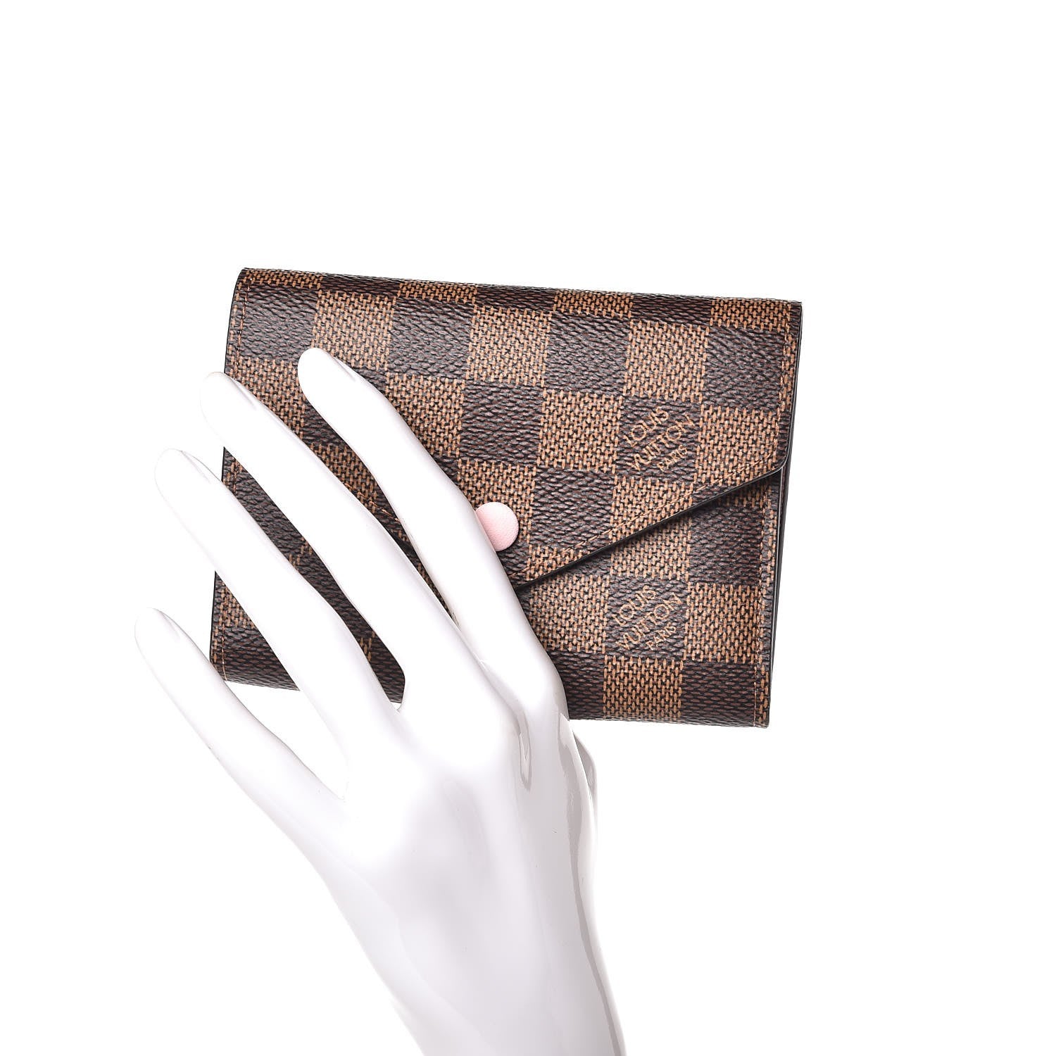 Louis Vuitton Damier Ebene Victorine Wallet Rose Ballerine 2 of 8