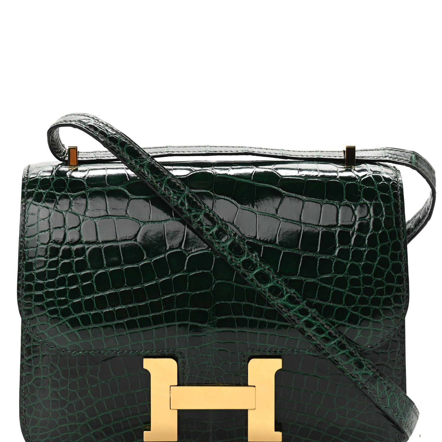 Hermes Shiny Alligator Constance 18 Vert Fonce 8 of 11