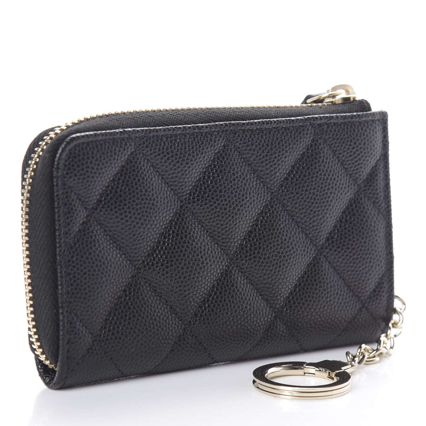Caviar Quilted Key Holder Case Black