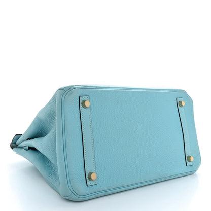 Hermes Taurillon Clemence Birkin 30 Bleu Atoll 4 of 10