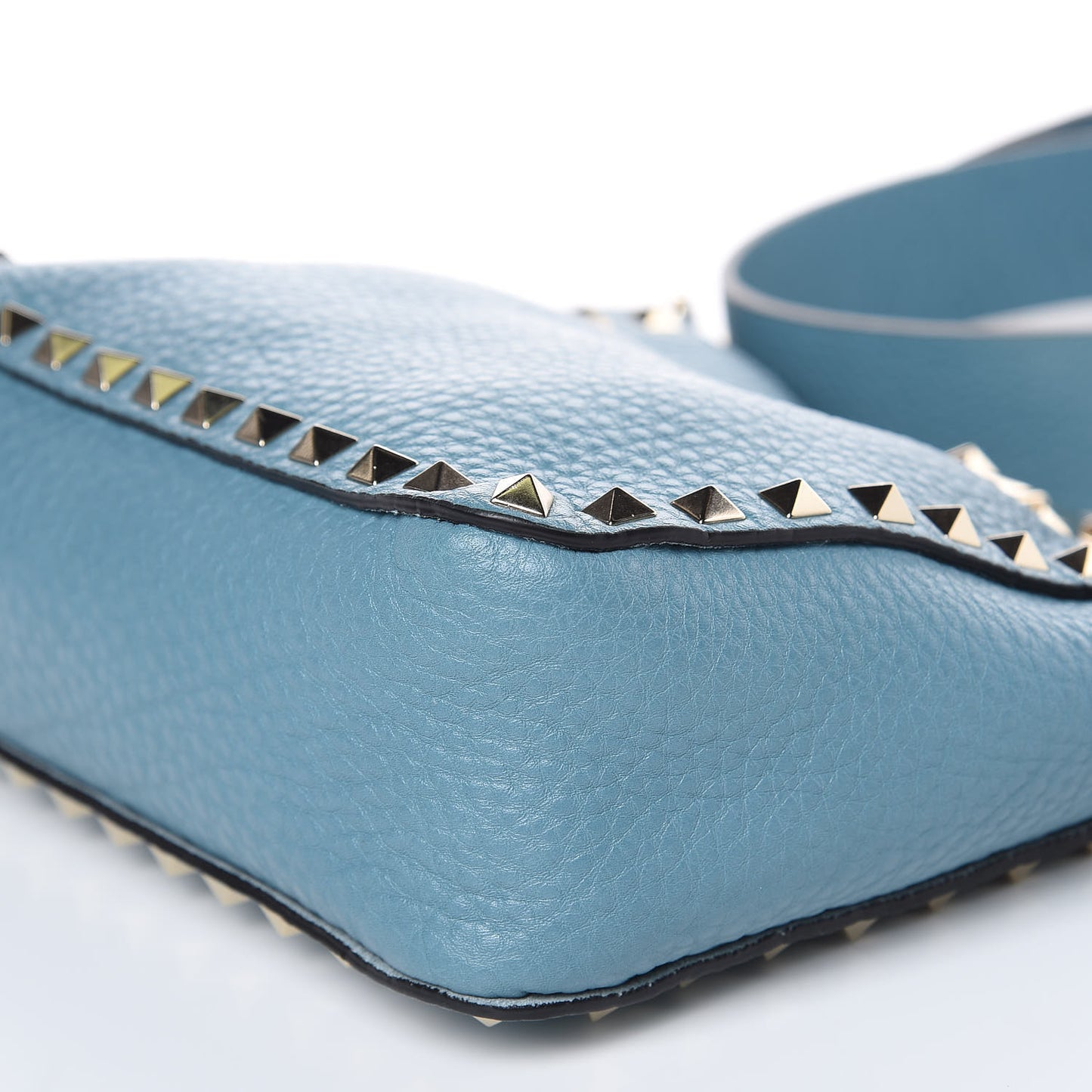 Pebbled Calfskin Mini Rockstud Flip-Lock Messenger Bag Atlantique