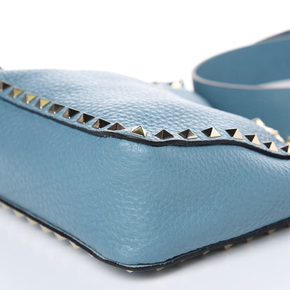 Valentino Garavani Pebbled Calfskin Mini Rockstud Flip-Lock Messenger Bag Atlantique 8 of 8