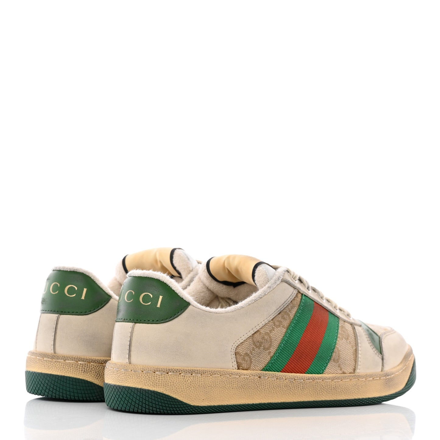 GG Monogram Nubuck Web Womens Screener Sneakers 37 New Sand Milk Vintage Green