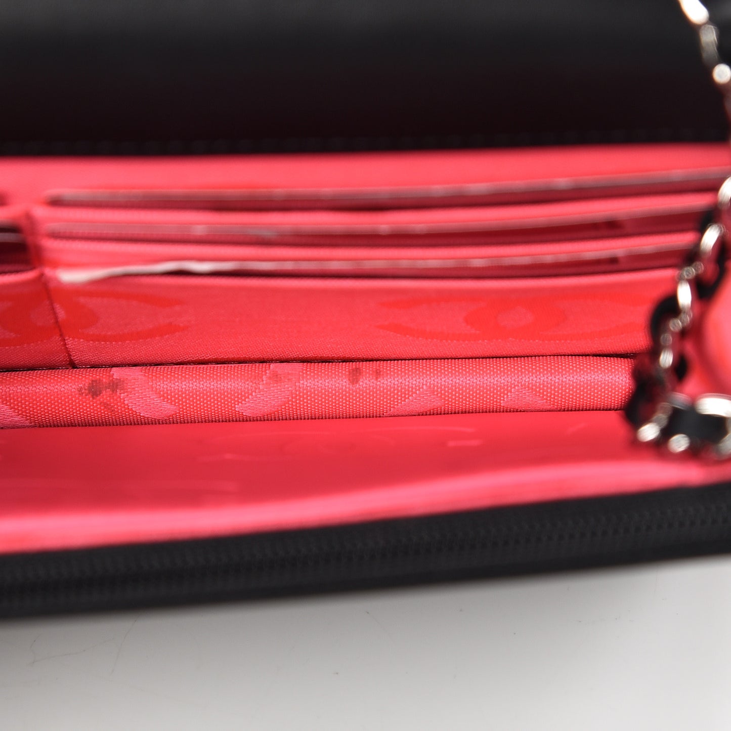 Calfskin Quilted Cambon Wallet On Chain WOC Black