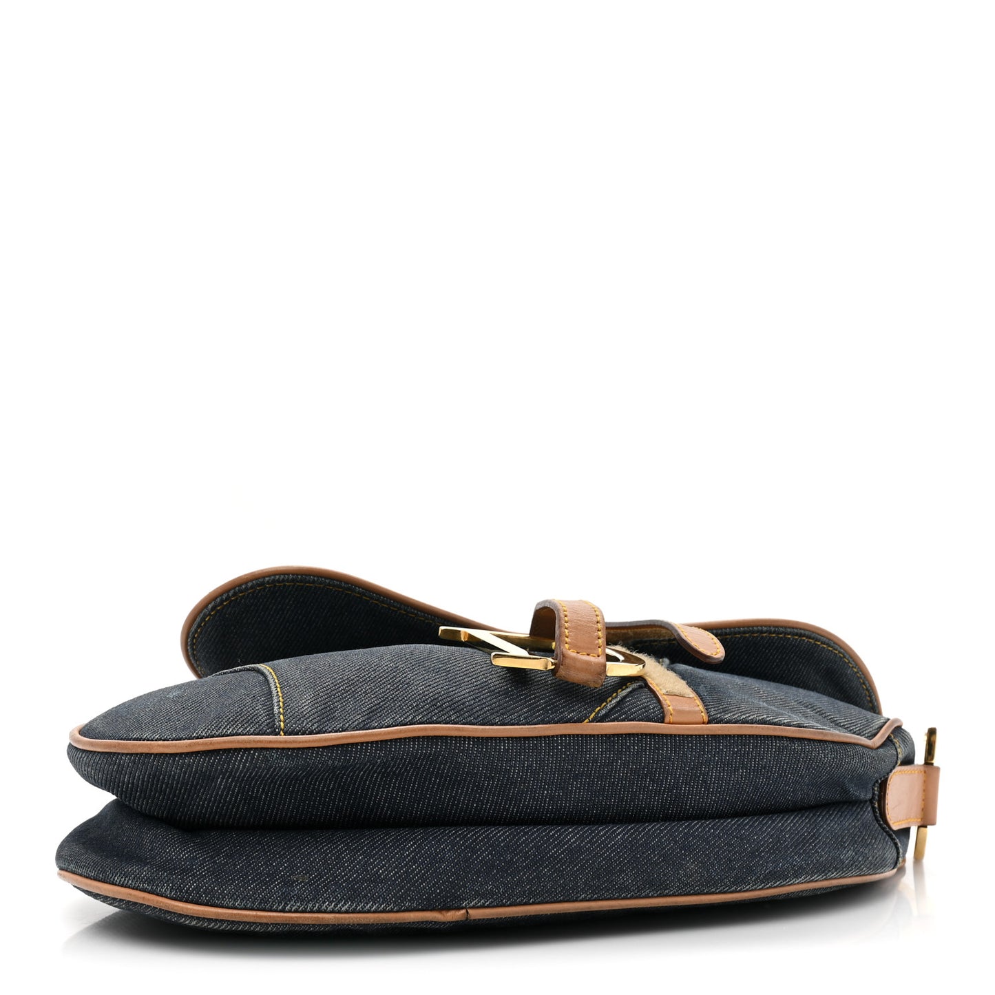 Denim Calfskin Saddle Bag Blue