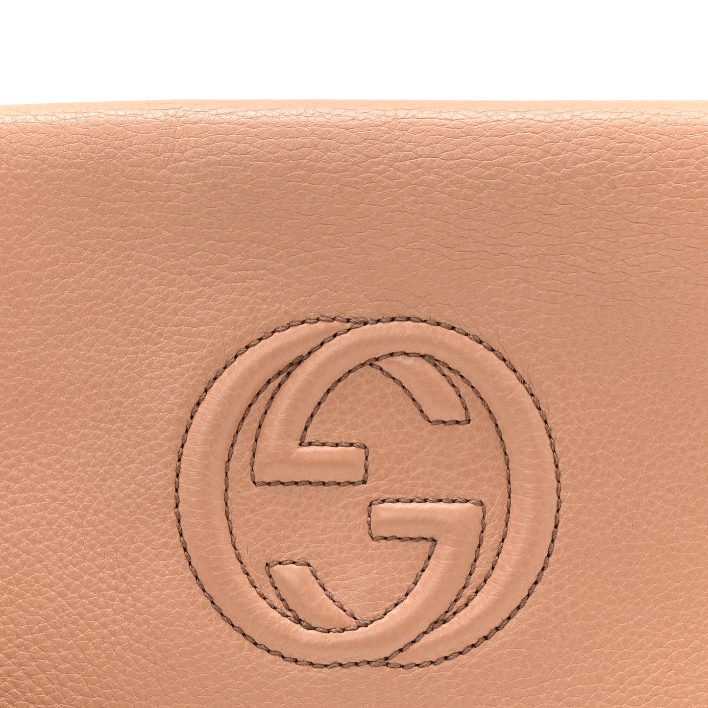 Pebbled Calfskin Medium Soho Clutch Camelia