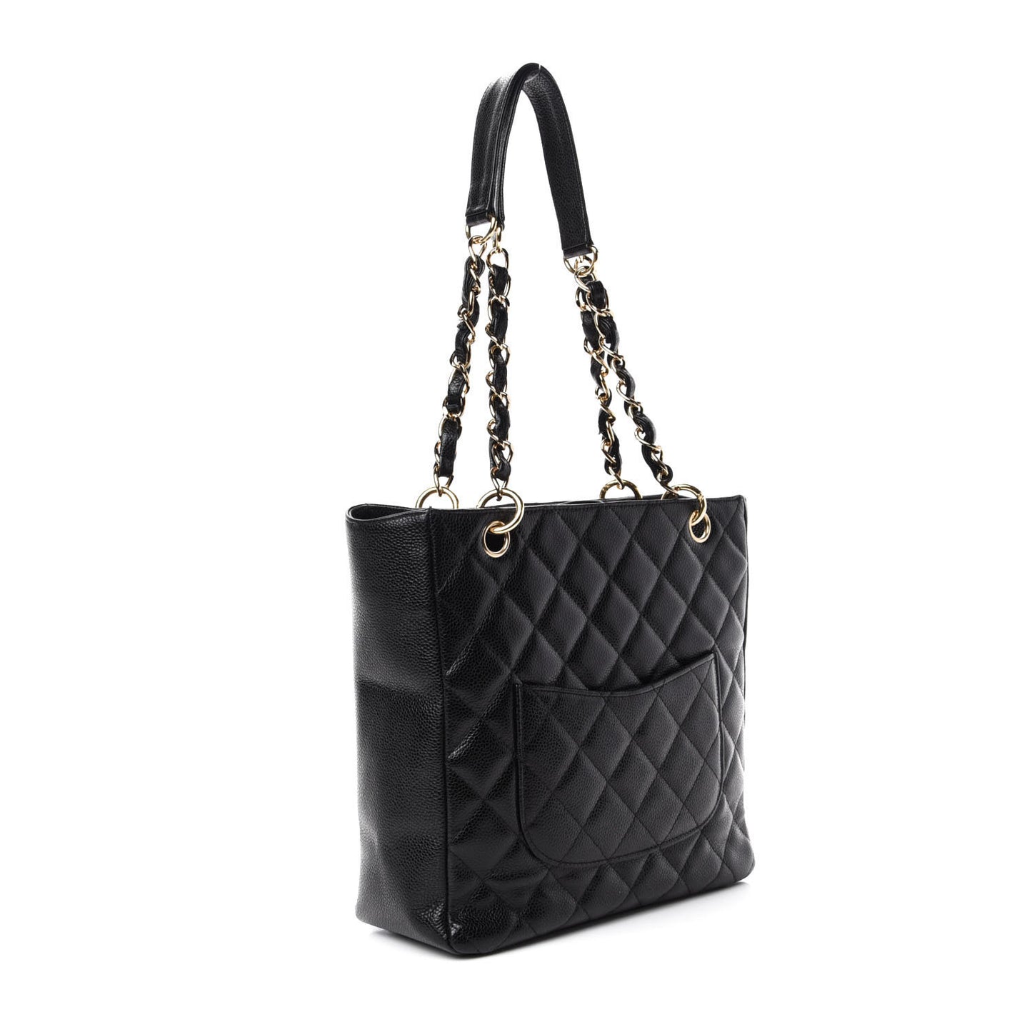 Caviar Quilted Petit Shopping Tote PST Black