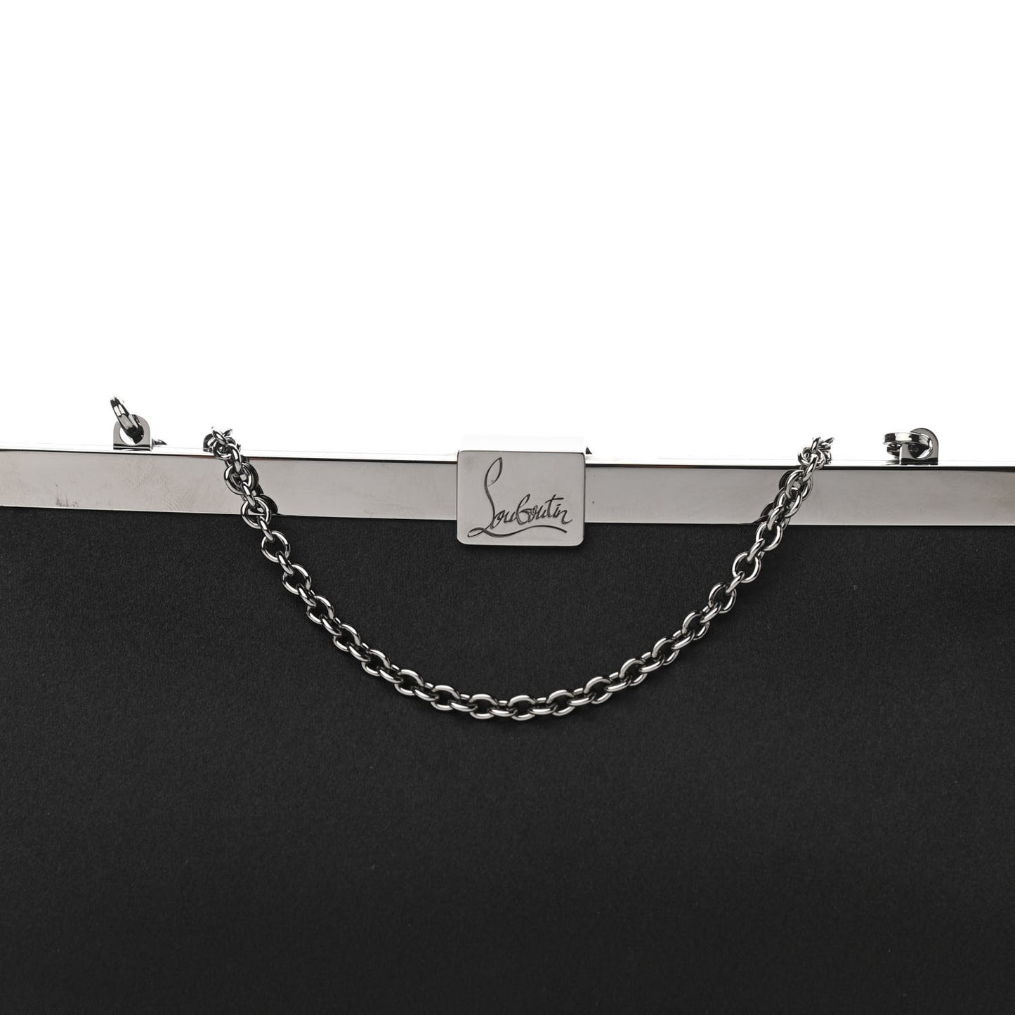 Satin Palmette Clutch Black