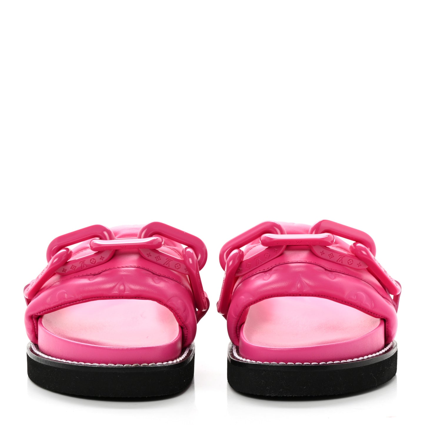 Calfskin Embossed Monogram Sunset Flat Comfort Mule 37 Rose Pop