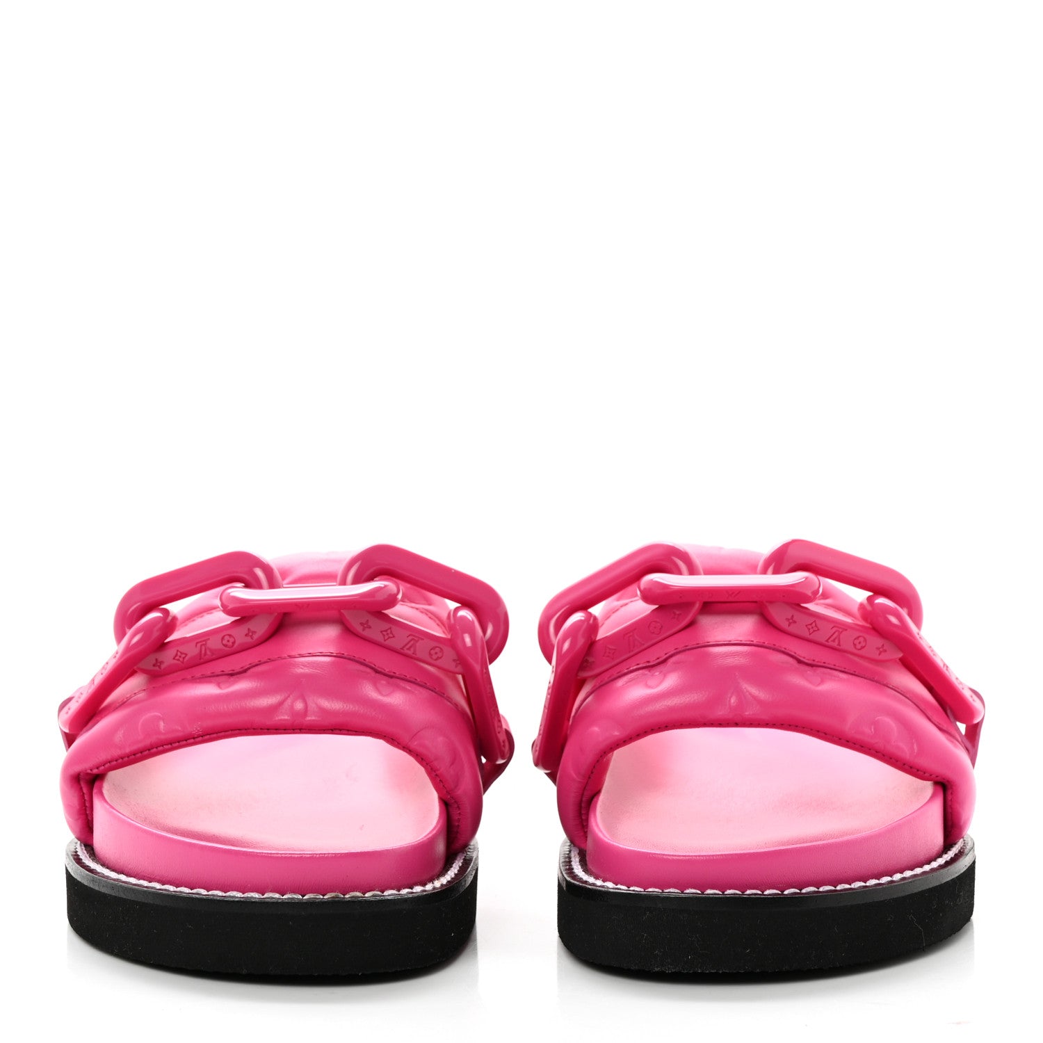 Louis Vuitton Calfskin Embossed Monogram Sunset Flat Comfort Mule 37 Rose Pop 2 of 8