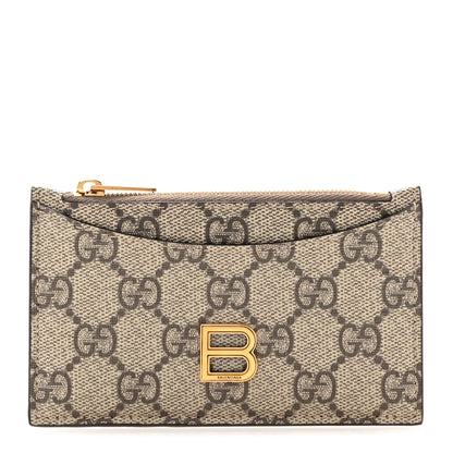 Gucci X BALENCIAGA GG Supreme Monogram Zip Card Case Beige Ebony 1 of 6