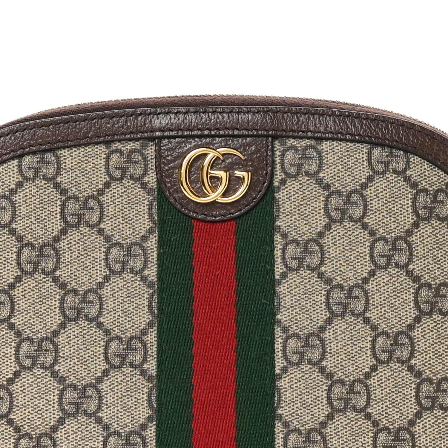 Gucci GG Supreme Monogram Textured Calfskin Web Large Ophidia Cosmetic Case Beige Ebony New Acero 8 of 11