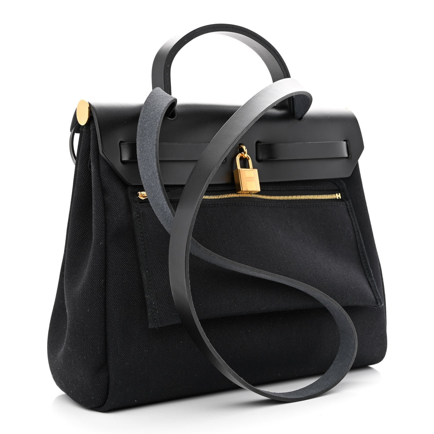 Hermes Military Toile Vache Hunter Herbag Zip PM 31 Black 4 of 13