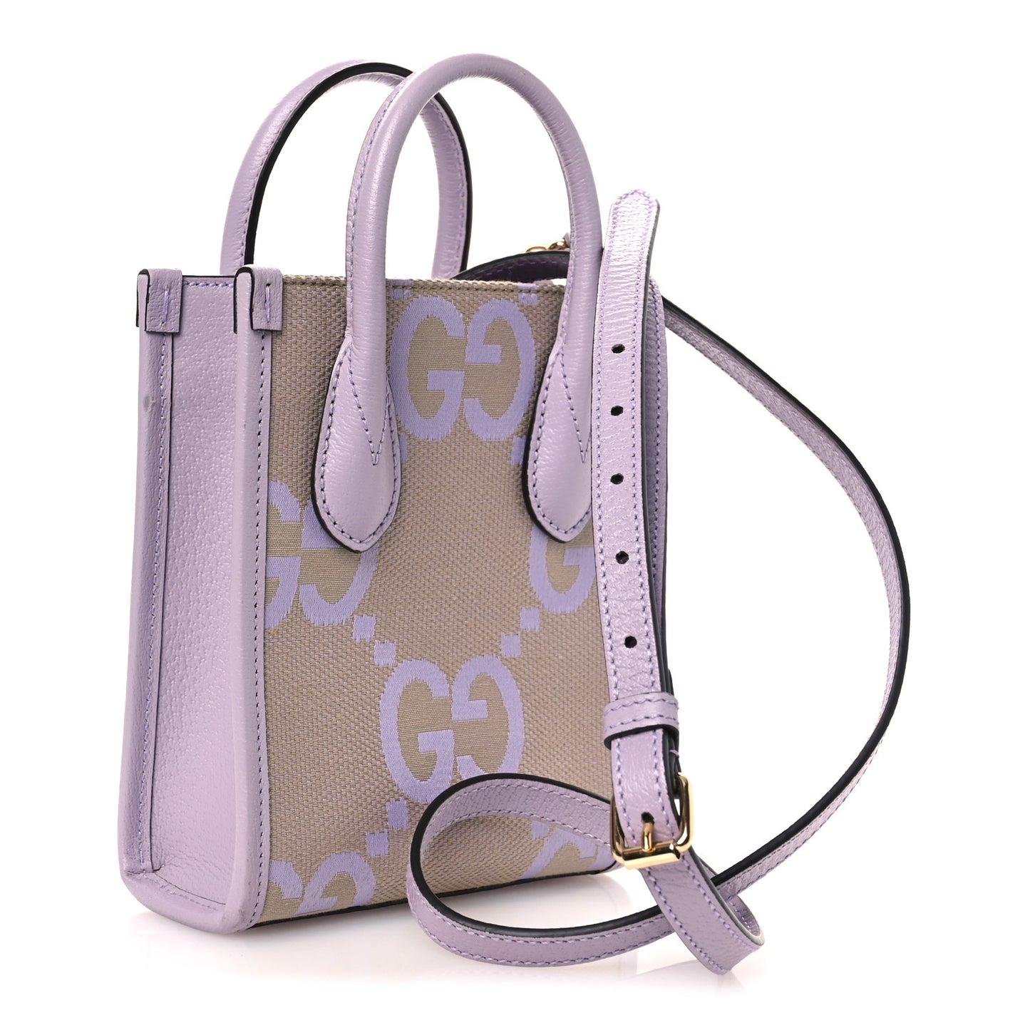 Monogram Jumbo GG Textured Dollar Calfskin Mini Tote Bag Beige Lapis