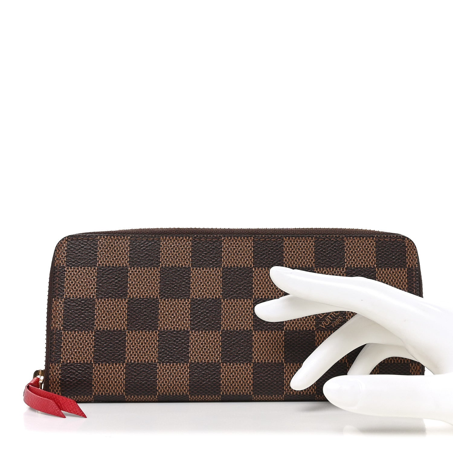 LOUIS VUITTON/チェック柄レザーケース Louis Vuitton Damier Ebene Clemence Wallet Cherry 1893189