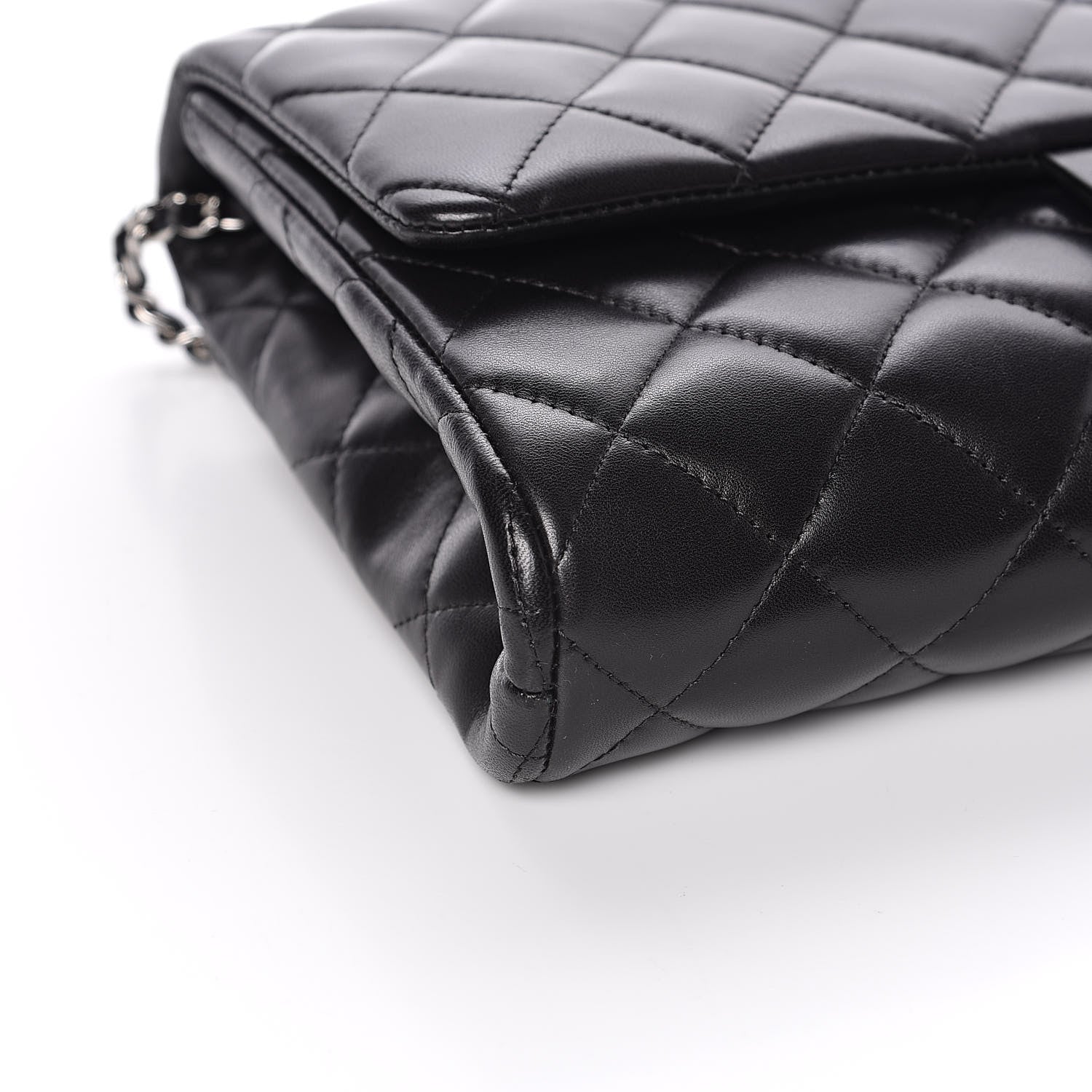 Chanel Lambskin Quilted Clutch With Chain Flap Black 10 of 13