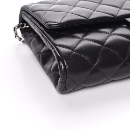 Chanel Lambskin Quilted Clutch With Chain Flap Black 10 of 13