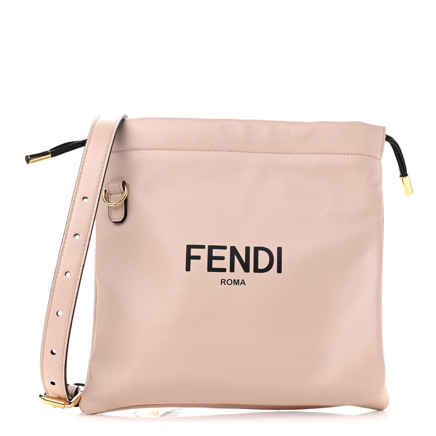 Fendi Soft Nappa Logo Small Drawstring Pouch Bag Rosa Quarzo Black 1 of 10