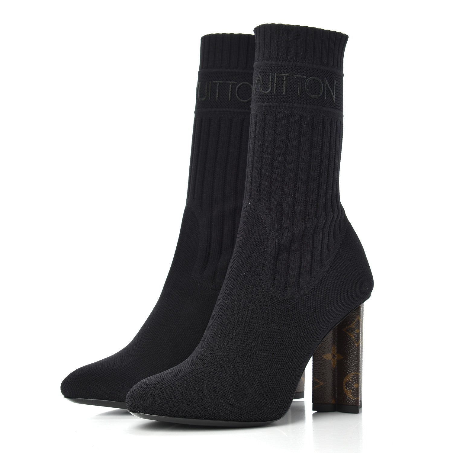 Louis Vuitton Monogram Stretch Fabric Silhouette Ankle Boots 35 Black 3 of 7