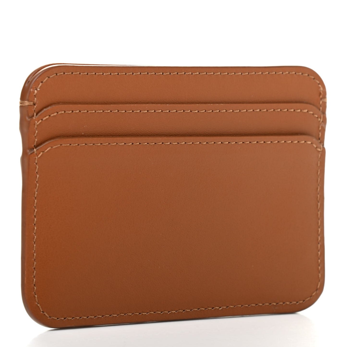 Smooth Calfskin Logo Vick Card Holder Caramel
