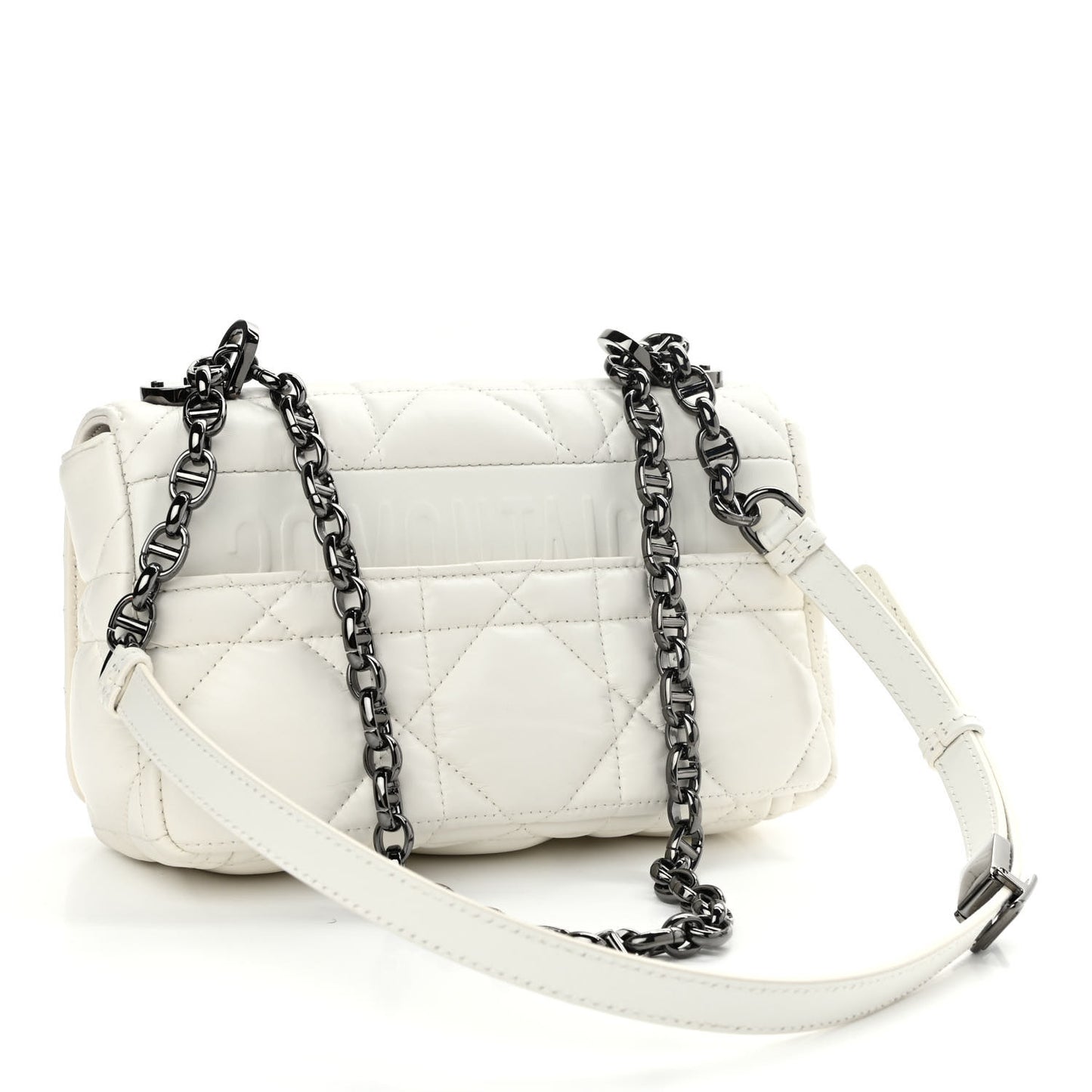 Lambskin Macrocannage Small Dior Caro Bag Ivory