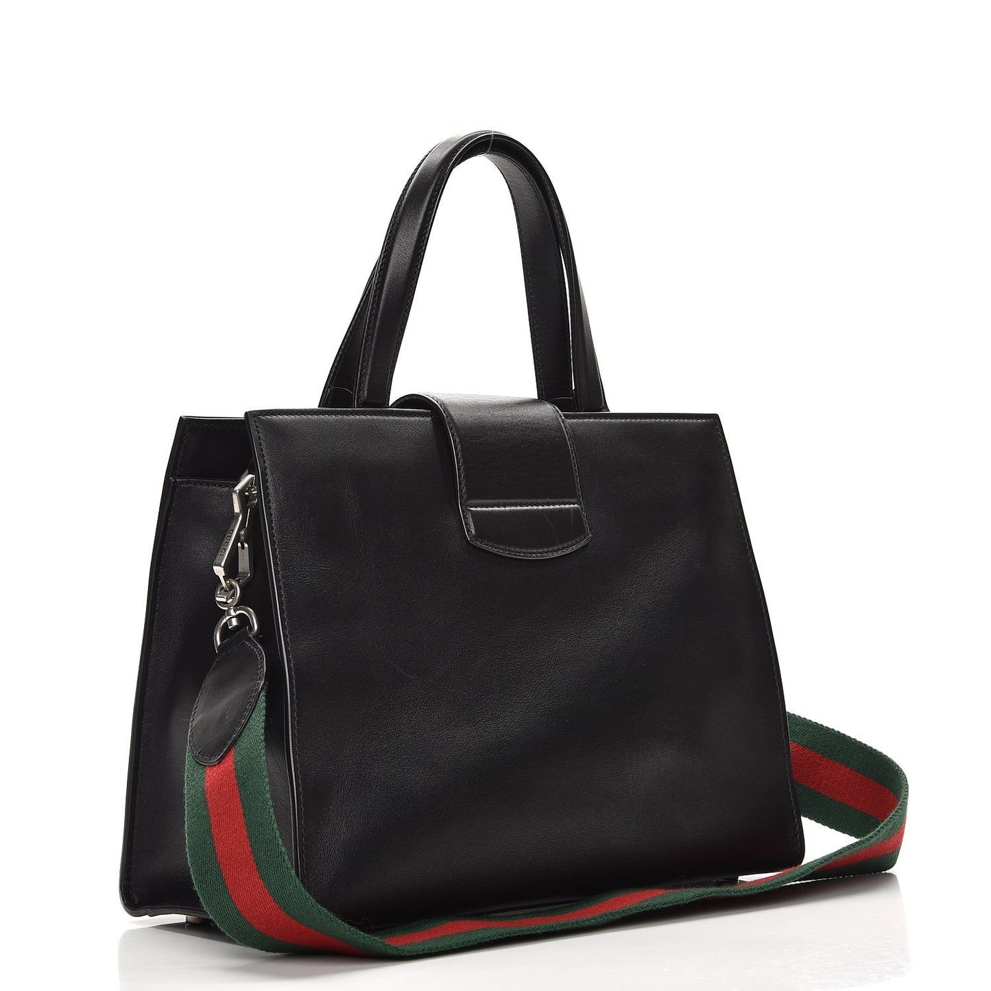 Calfskin Web Stripe Medium Dionysus Tote Bag Black