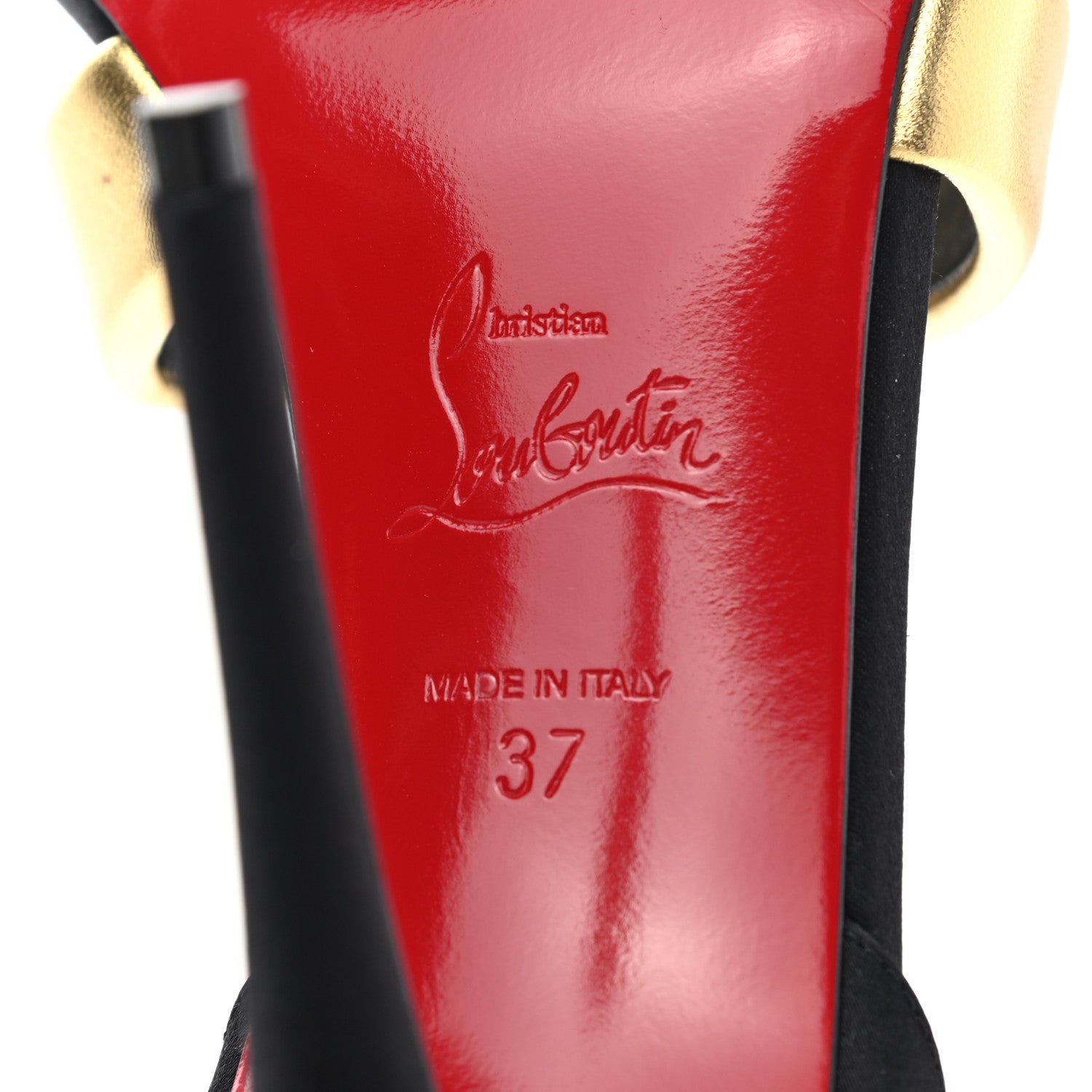 Christian Louboutin Metallic Nappa Laminato Just Me 100 Sandals 37 Black Gold 6 of 9