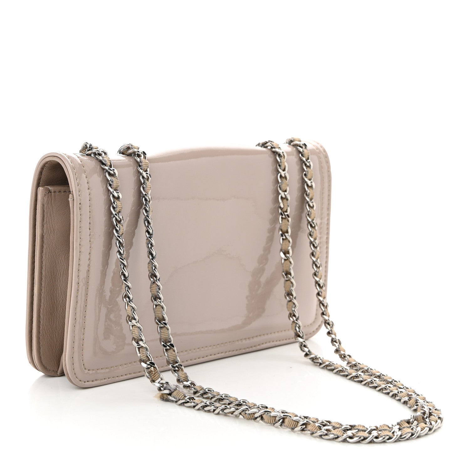 Chanel Vinyl Lipstick Wallet On Chain WOC Beige 3 of 12