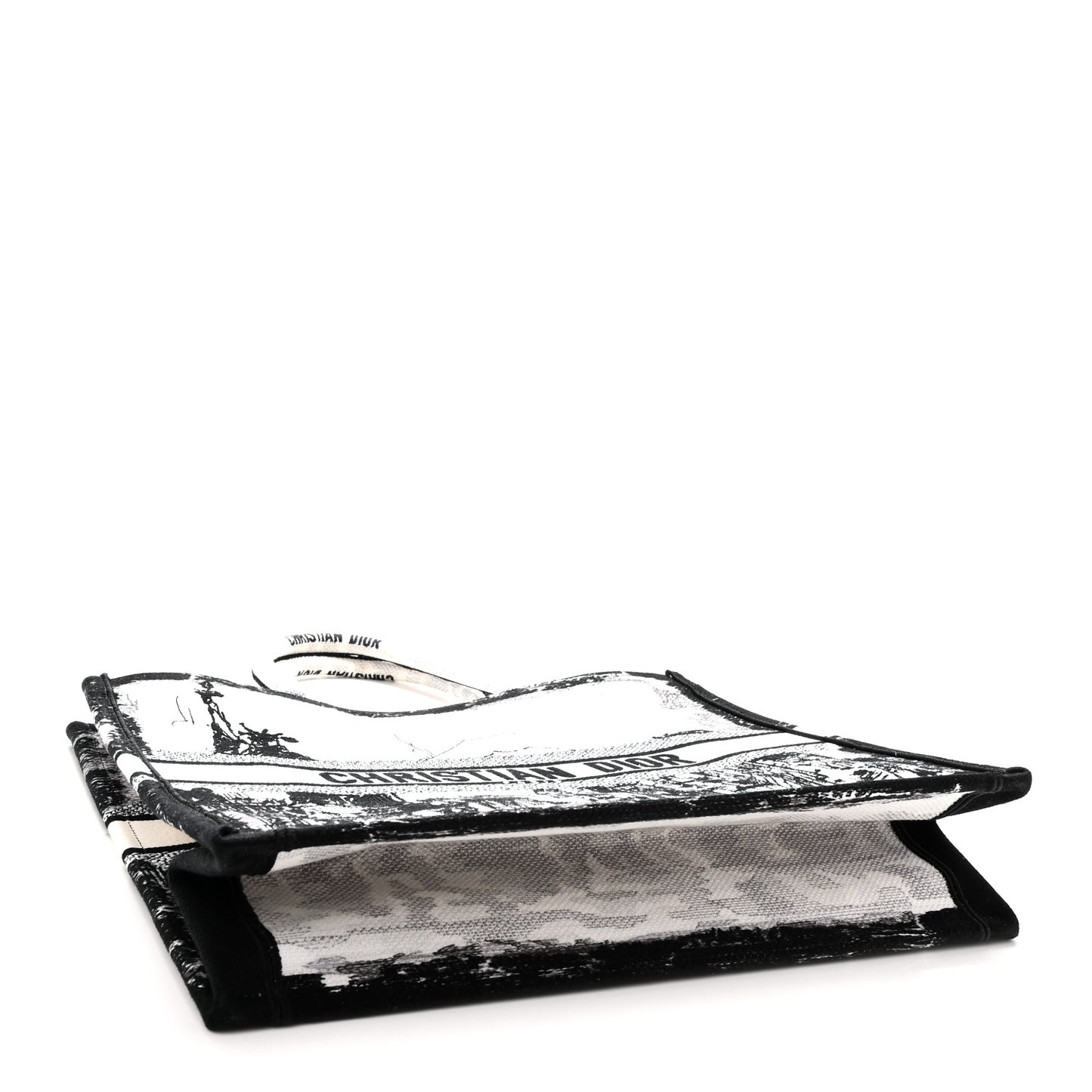 Canvas Embroidered Large New York Book Tote Black White