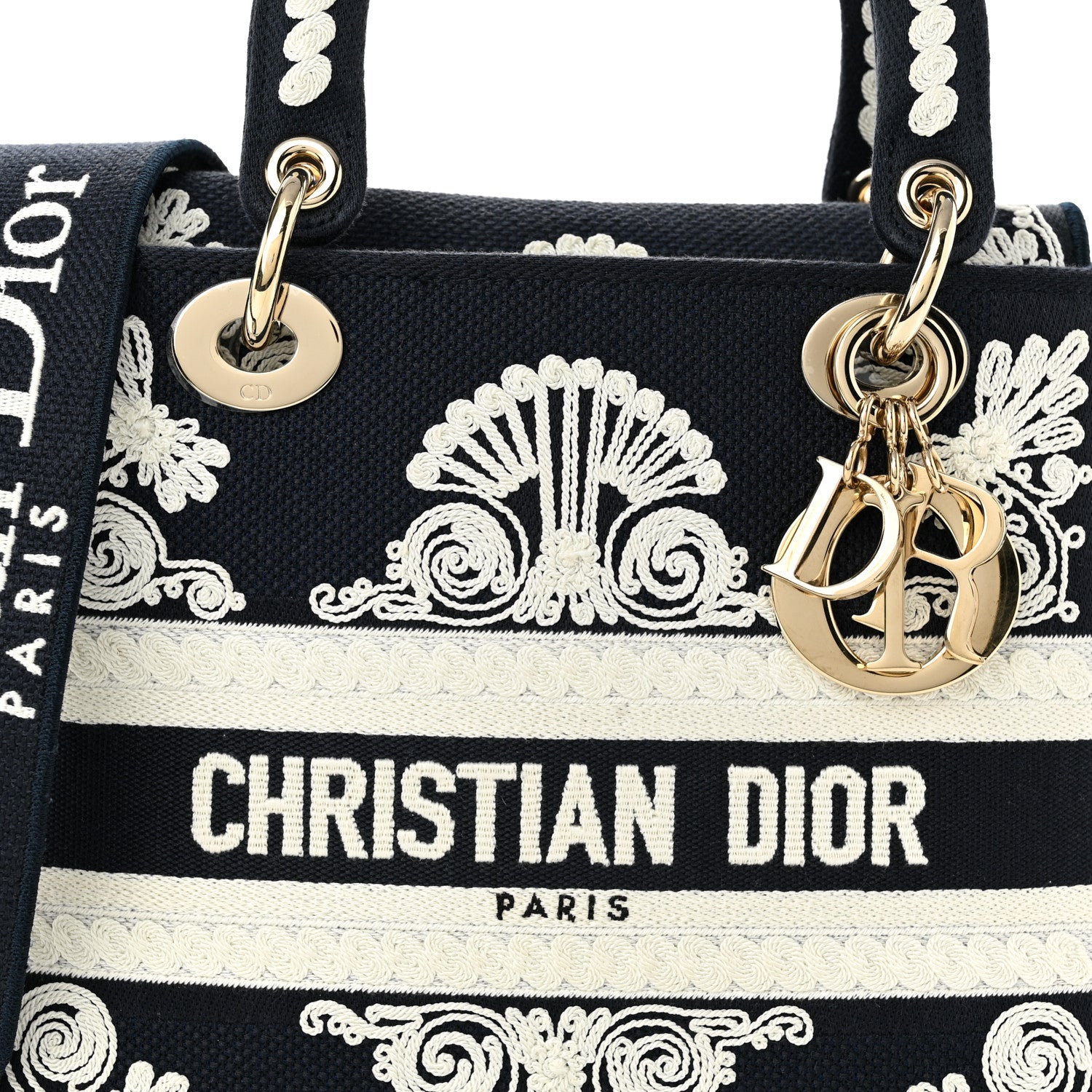Christian Dior Embroidered Cornely Medium Lady D-Lite Blue White 7 of 9