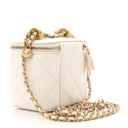 Chanel Calfskin Quilted Mini Perfect Fit Vanity Case With Chain White 3 of 13