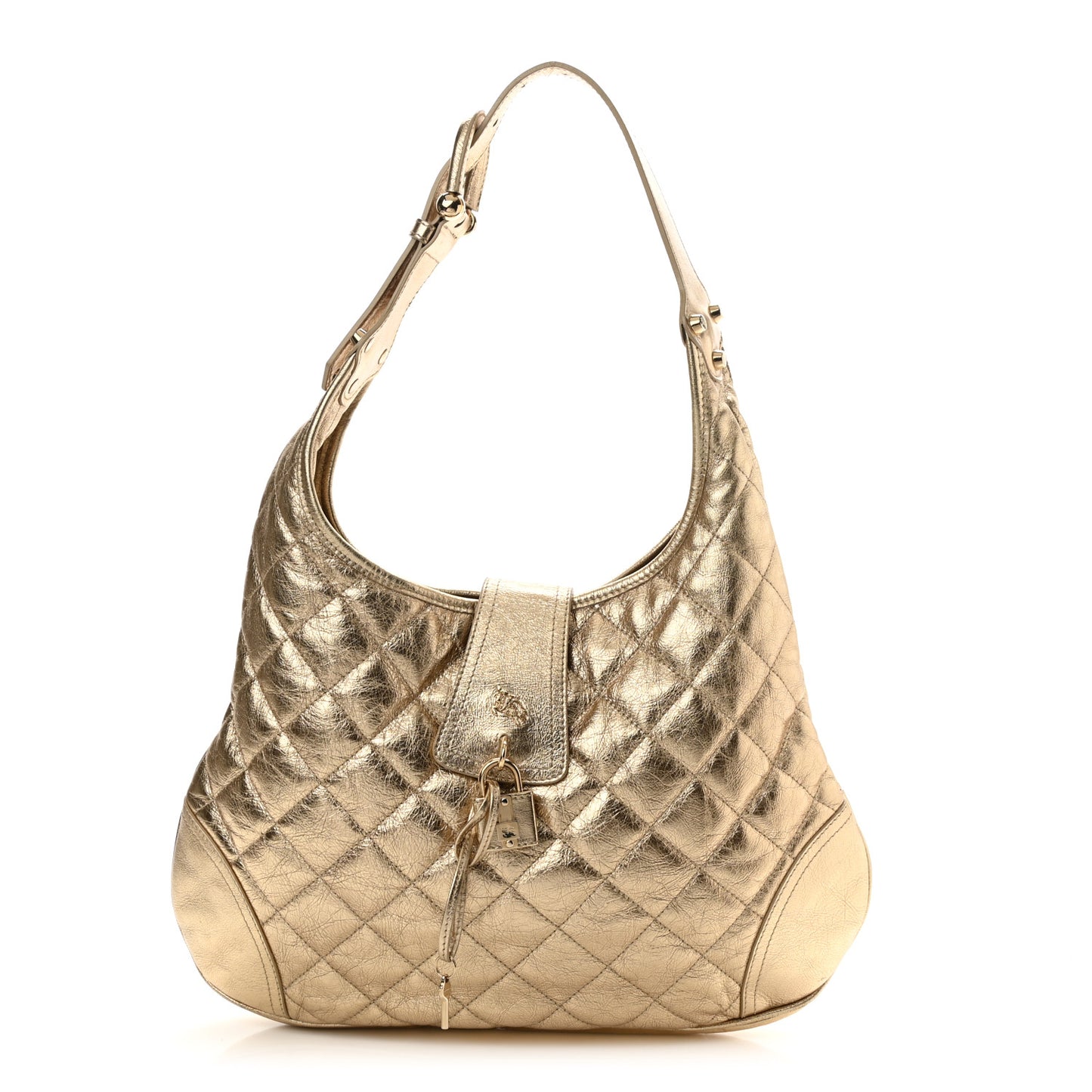 Metallic Calfskin Quilted Hoxton Hobo Gold