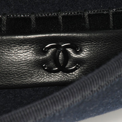 Chanel Rabbit Fur Felt Lambskin Ribbon Paris Dallas Hat Small Navy 6 of 7