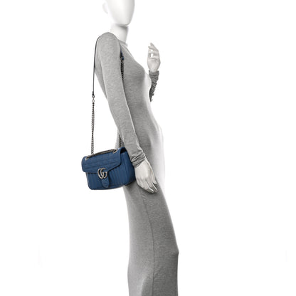 Gucci Calfskin Matelasse Mini GG Marmont Shoulder Bag Clear Sky Blue 3 of 10
