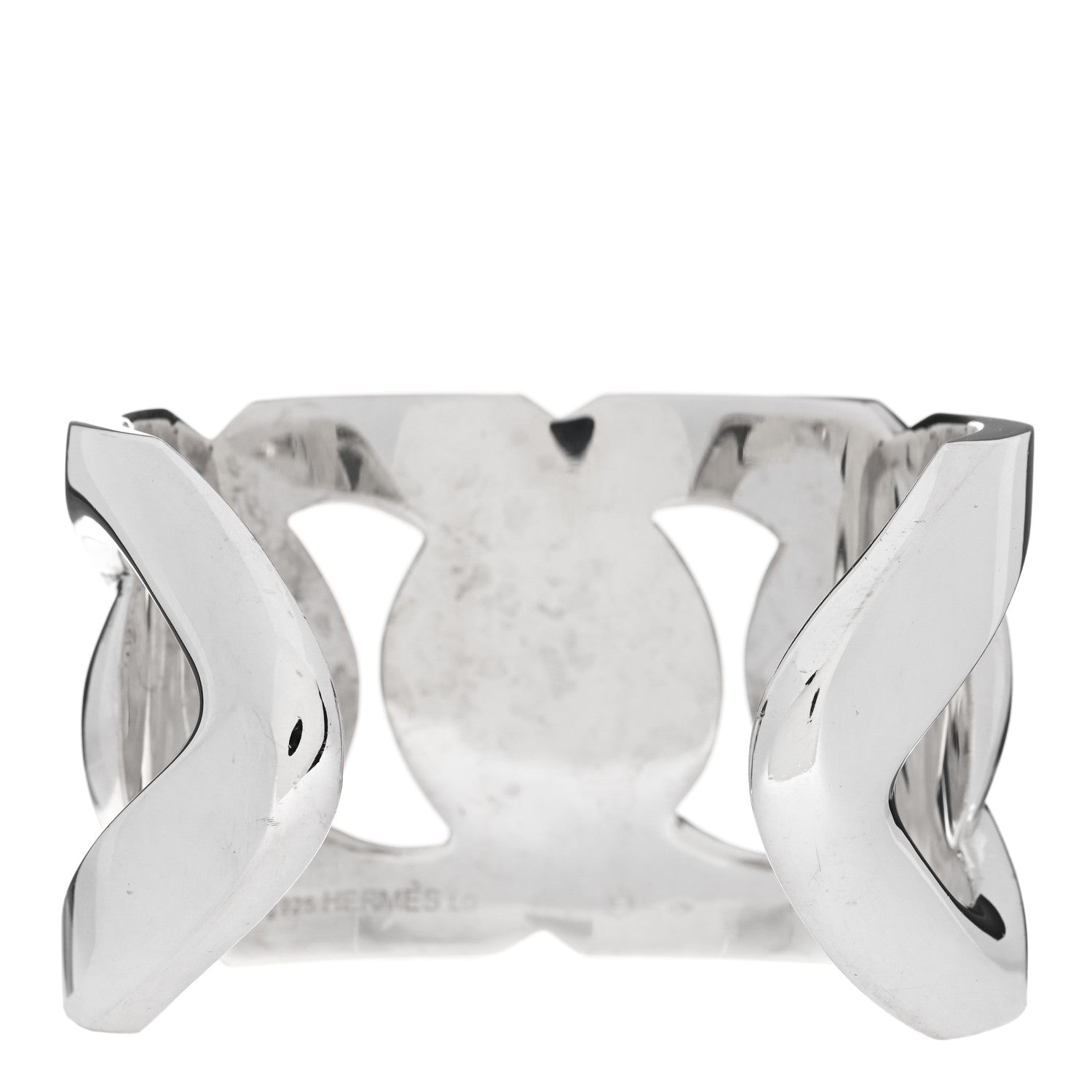 Hermes Sterling Silver Capture Link Cuff Bracelet LG 2 of 3