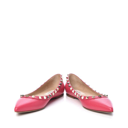 Valentino Garavani Pebbled Calfskin Rockstud Ballerina Flats 38 Deep Fuxia 5 of 14